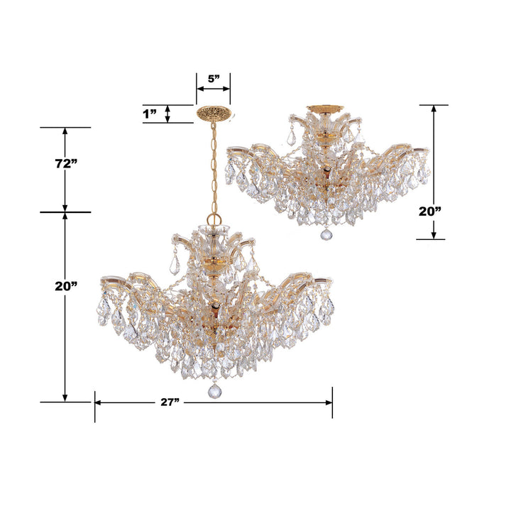 Crystorama Crystorama Maria Theresa 6 Light Spectra Crystal Gold Semi Flush Mount