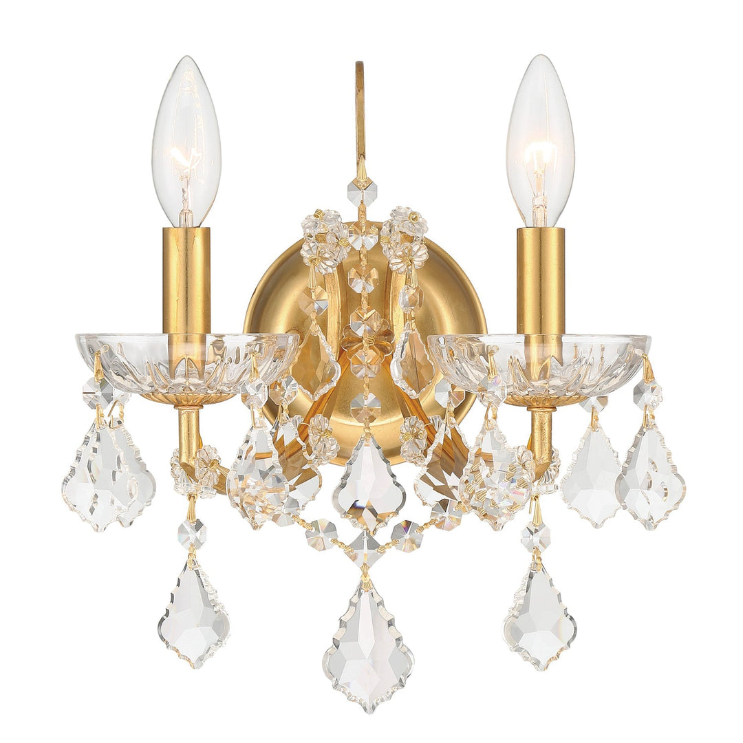 Crystorama Crystorama Filmore 2 Light Hand Cut Crystal Antique Gold Sconce