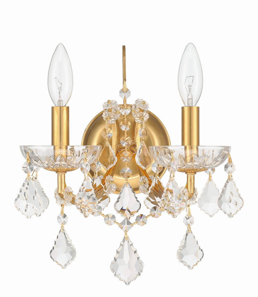 Crystorama Crystorama Filmore 2 Light Hand Cut Crystal Antique Gold Sconce