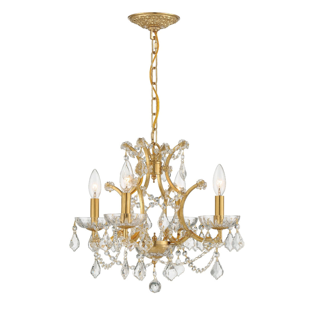 Filmore 4 Light Swarovski Strass Crystal Antique Gold Mini Chandelier Crystorama