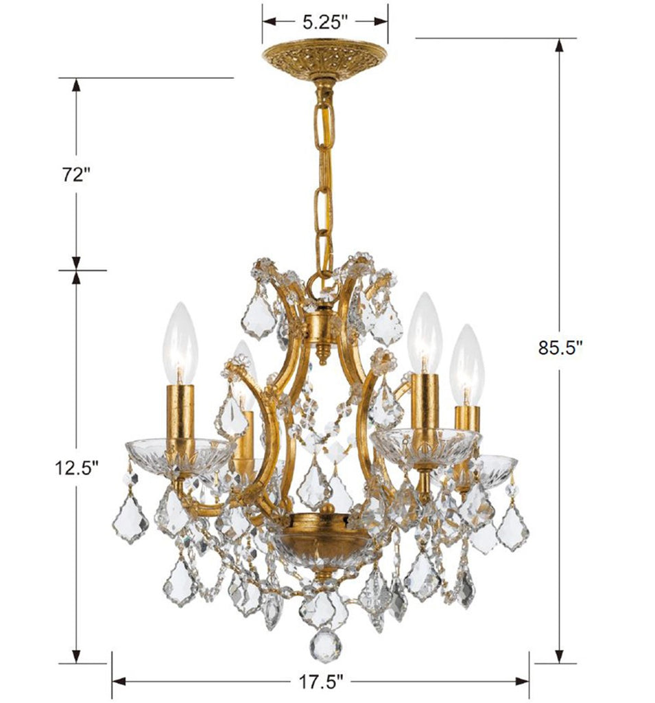 Filmore 4 Light Spectra Crystal Antique Gold Mini Chandelier Crystorama