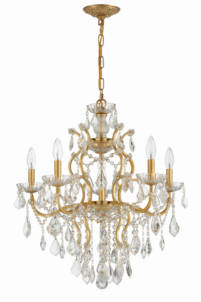 Filmore 6 Light Hand Cut Crystal Antique Gold Chandelier Crystorama