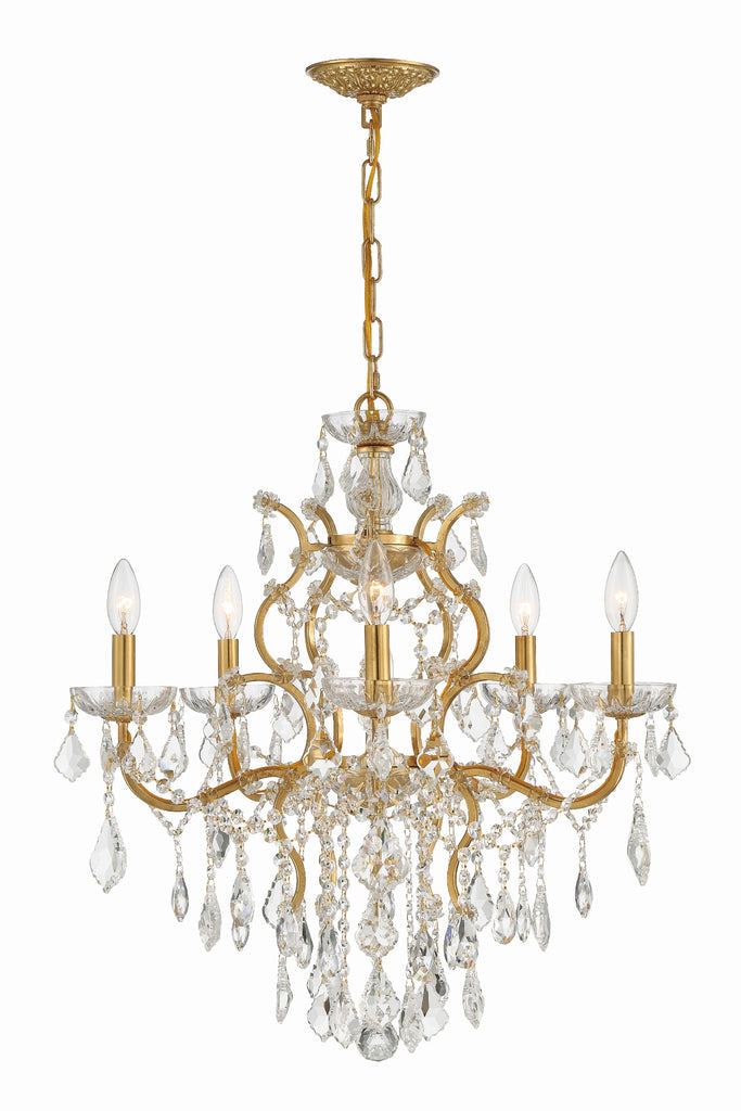 Filmore 6 Light Hand Cut Crystal Antique Gold Chandelier Crystorama