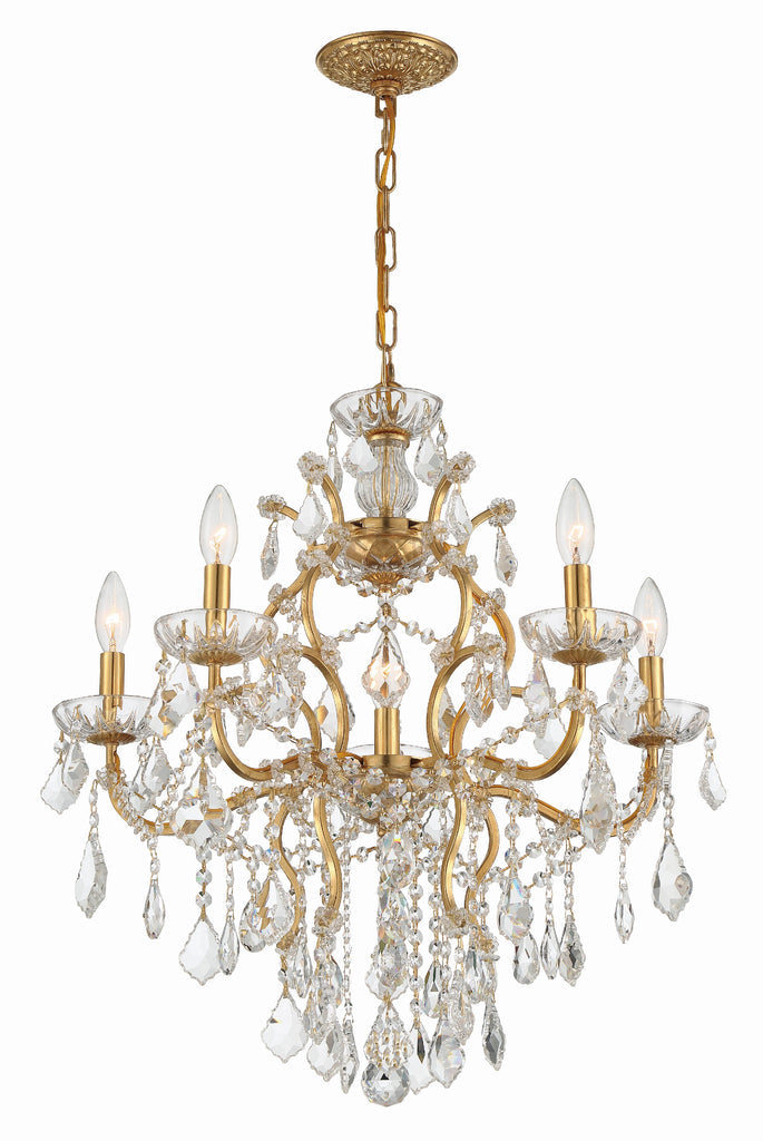 Filmore 6 Light Hand Cut Crystal Antique Gold Chandelier Crystorama