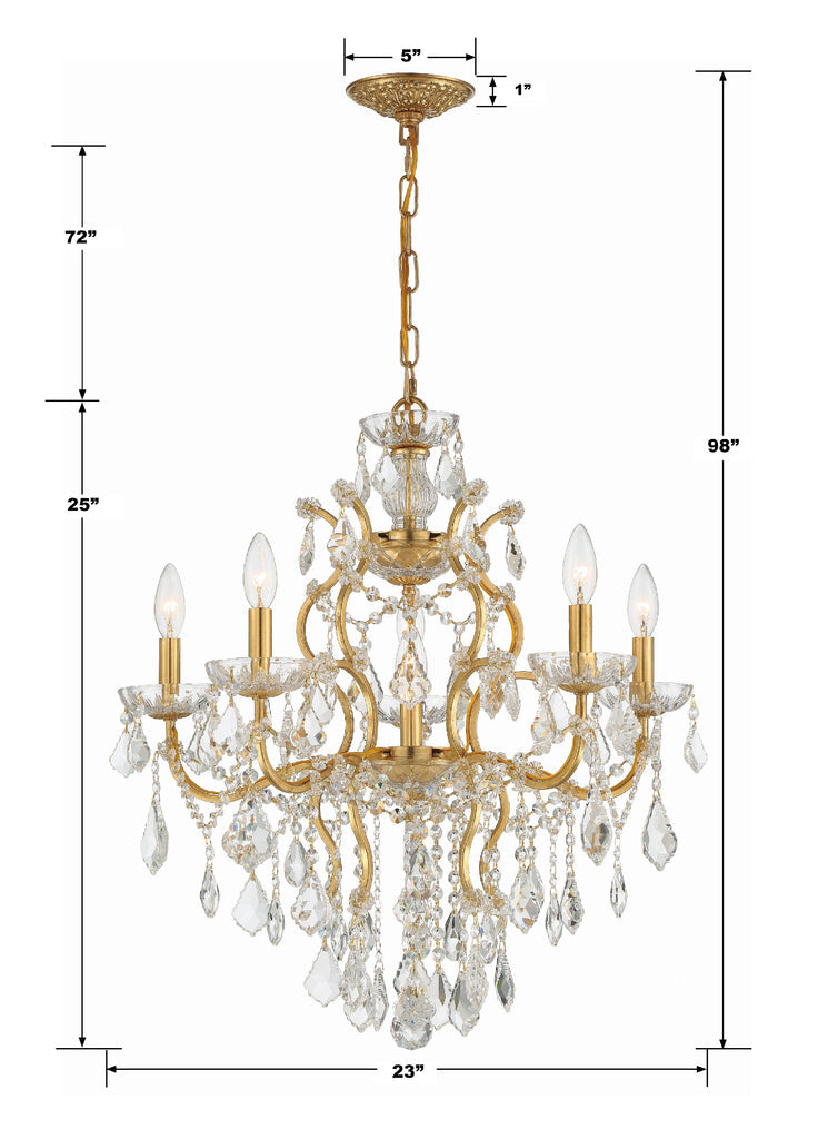 Filmore 6 Light Hand Cut Crystal Antique Gold Chandelier Crystorama