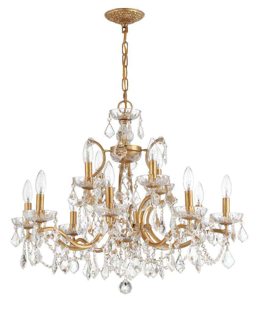 Filmore 12 Light Hand Cut Crystal Antique Gold Chandelier Crystorama