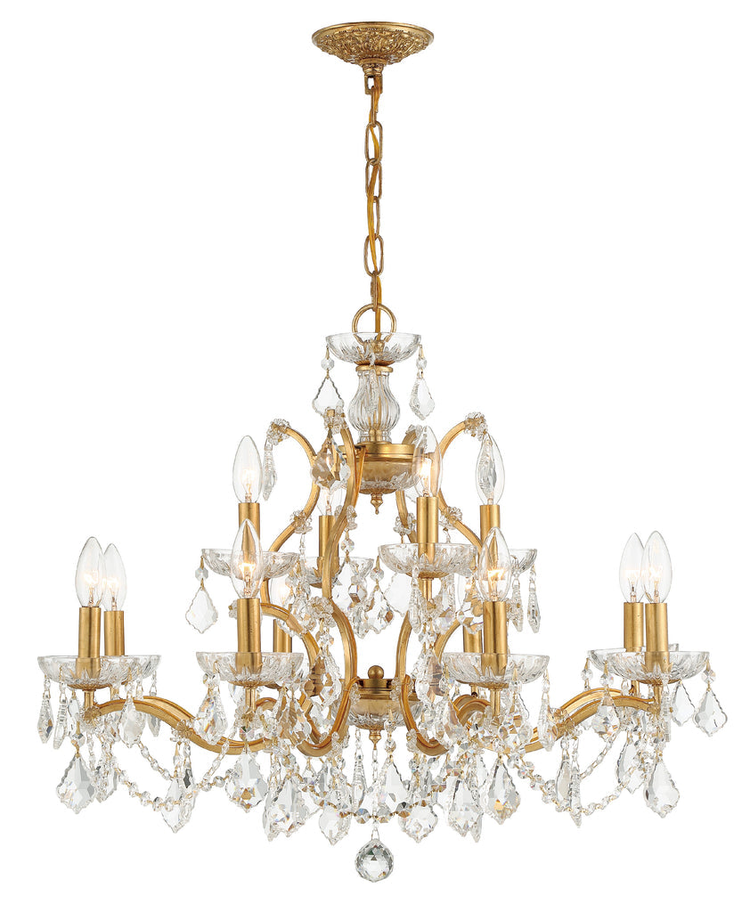 Filmore 12 Light Hand Cut Crystal Antique Gold Chandelier Crystorama