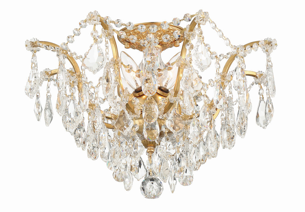 Crystorama Crystorama Filmore 5 Light Hand Cut Crystal Antique Gold Flush Mount