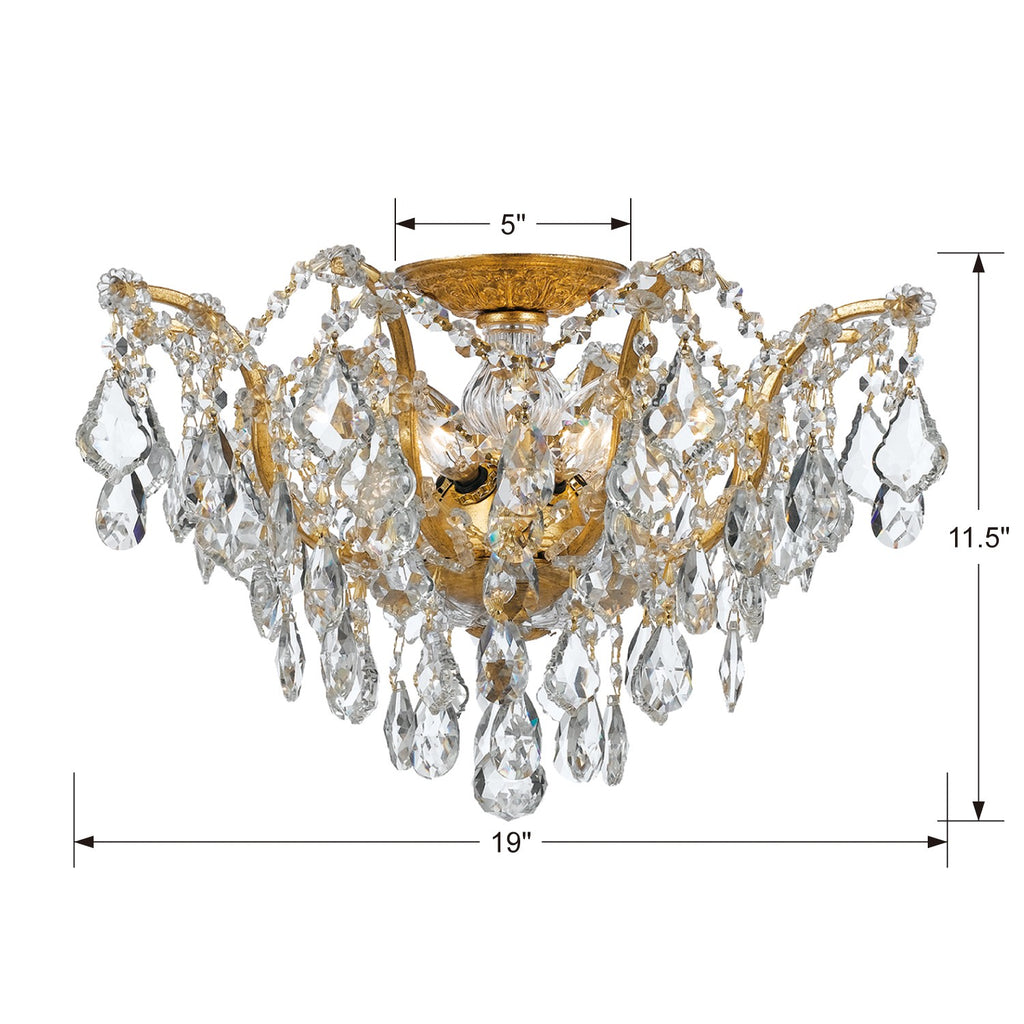 Crystorama Crystorama Filmore 5 Light Hand Cut Crystal Antique Gold Flush Mount