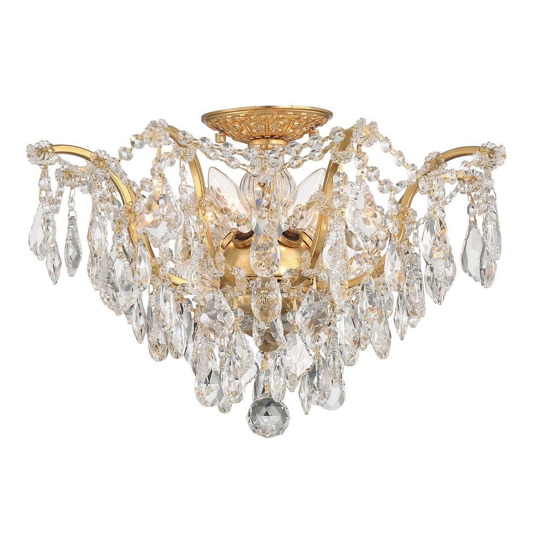 Crystorama Crystorama Filmore 5 Light Swarovski Strass Crystal Antique Gold Flush Mount