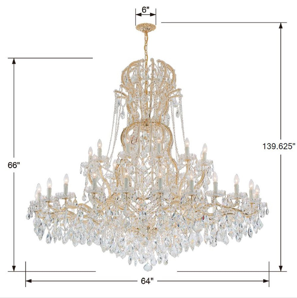 Maria Theresa 37 Light Hand Cut Crystal Gold Chandelier Crystorama