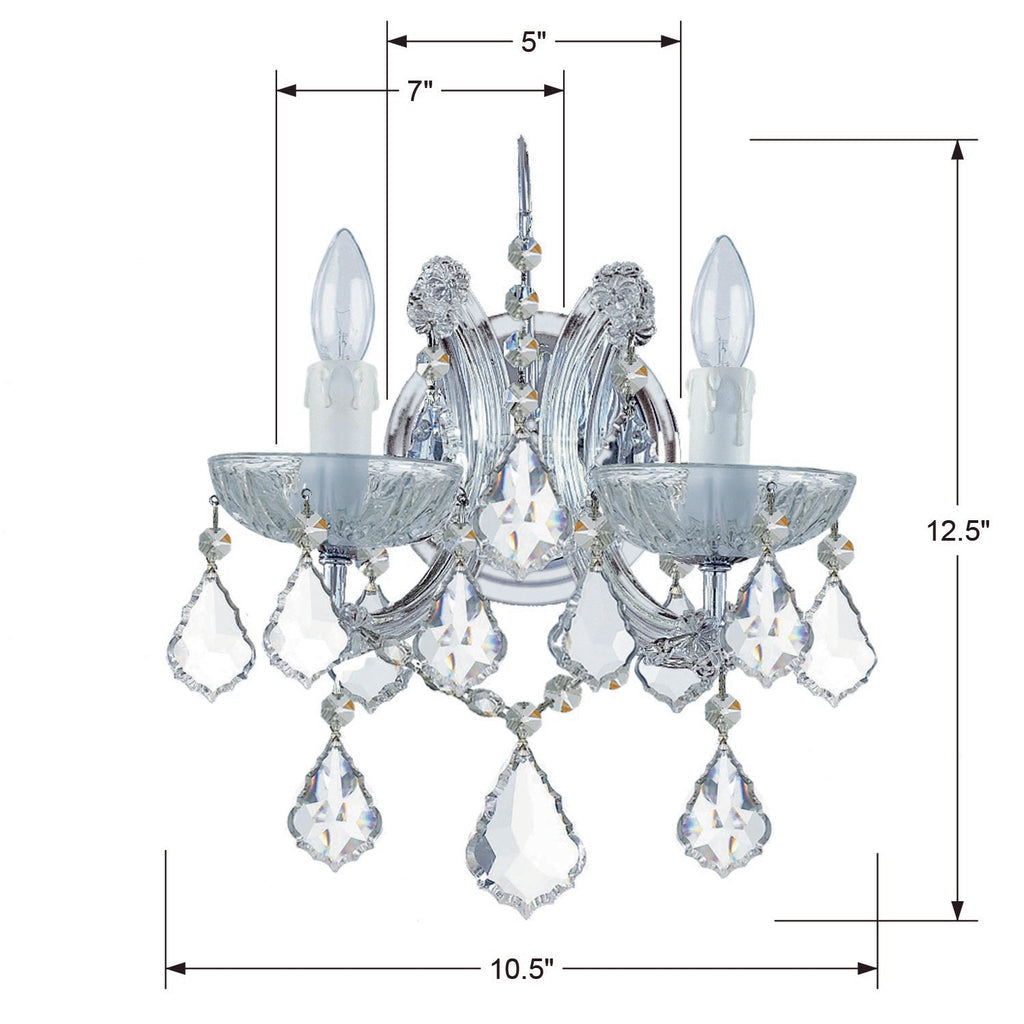 Crystorama Crystorama Maria Theresa 2 Light Clear Italian Crystal Polished Chrome Sconce