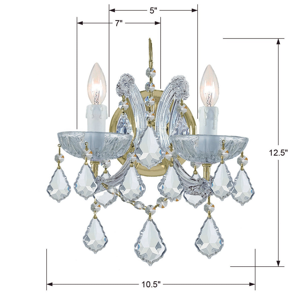 Maria Theresa 2 Light Hand Cut Crystal Gold Sconce Crystorama