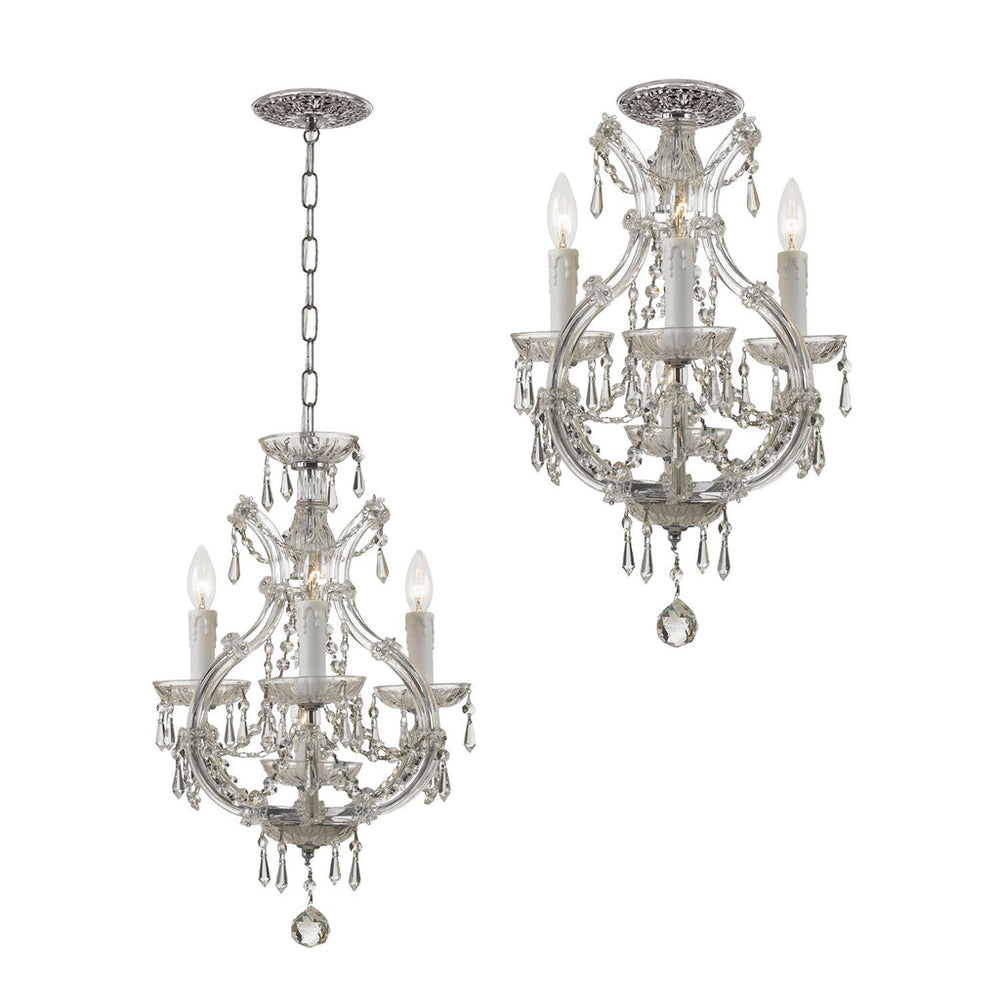 Maria Theresa 4 Light Clear Italian Crystal Polished Chrome Mini Chandelier Crystorama