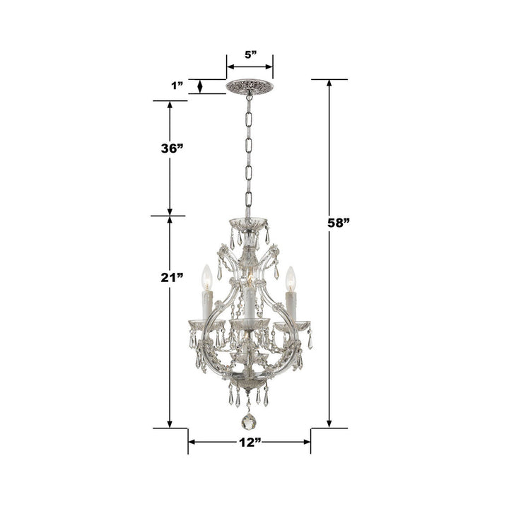 Maria Theresa 4 Light Hand Cut Crystal Polished Chrome Mini Chandelier Crystorama