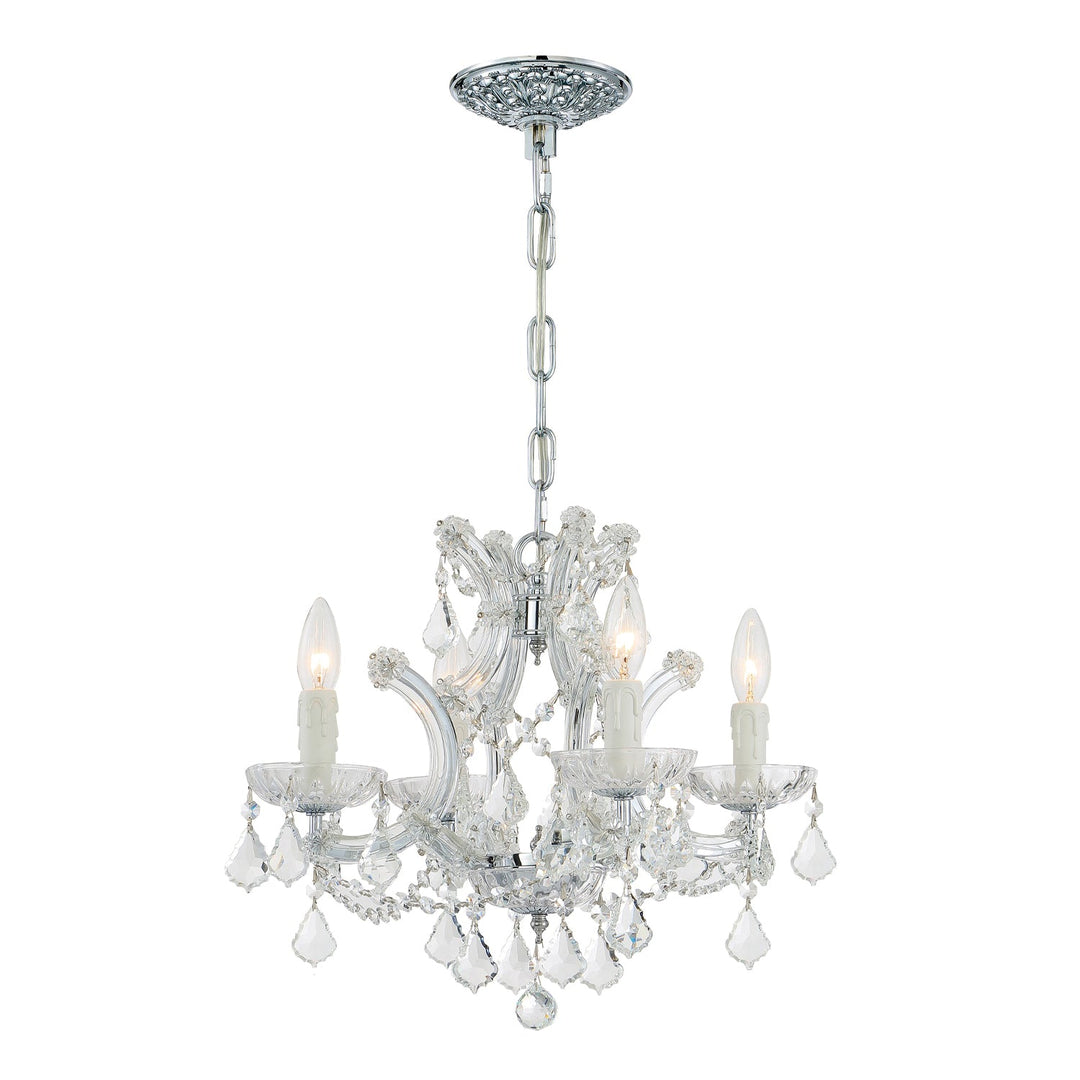 Maria Theresa 4 Light Clear Italian Crystal Polished Chrome Mini Chandelier Crystorama