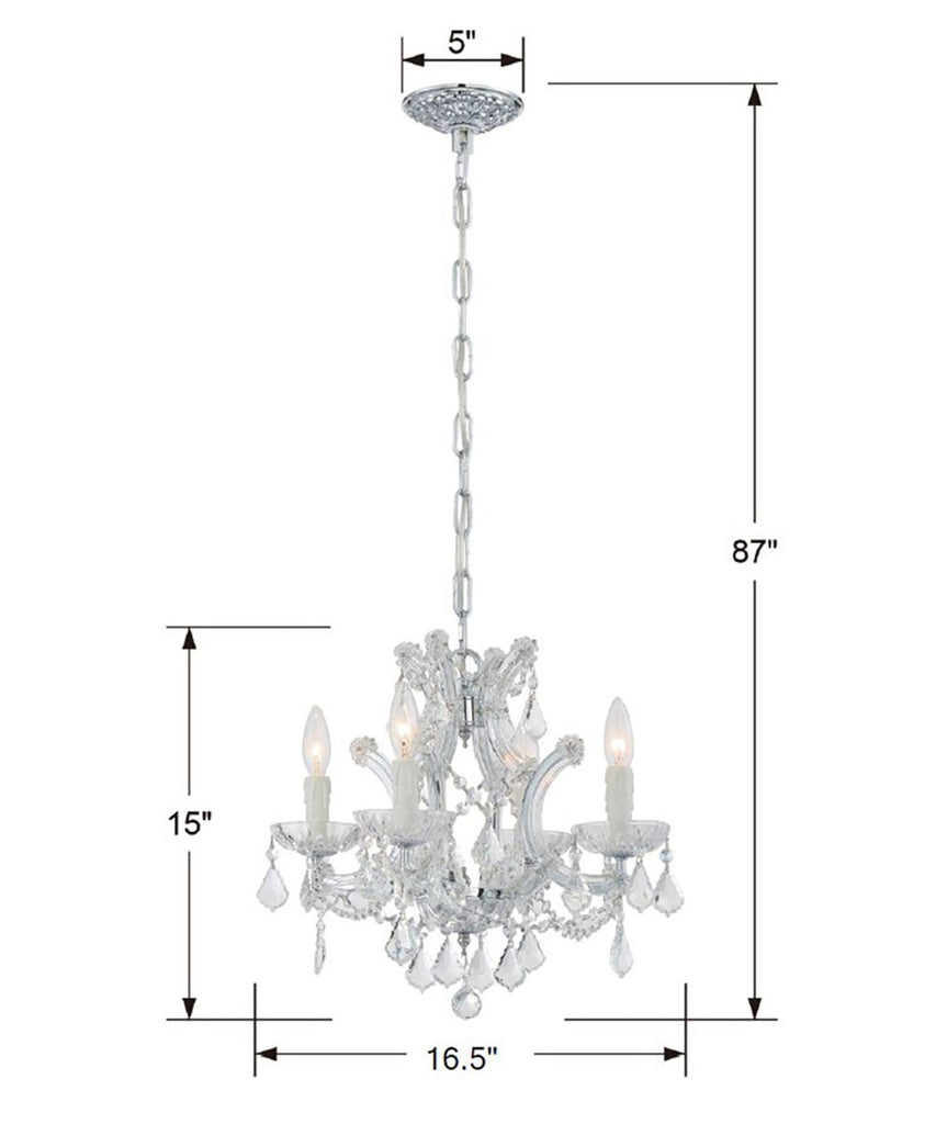 Maria Theresa 4 Light Hand Cut Crystal Polished Chrome Mini Chandelier Crystorama