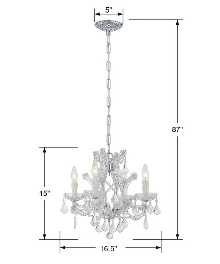 Maria Theresa 4 Light Hand Cut Crystal Polished Chrome Mini Chandelier Crystorama