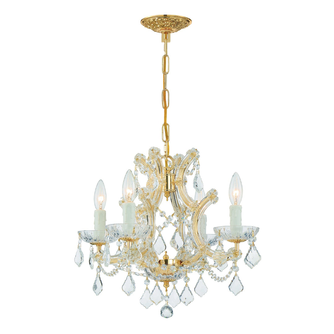 Maria Theresa 4 Light Clear Italian Crystal Gold Mini Chandelier Crystorama