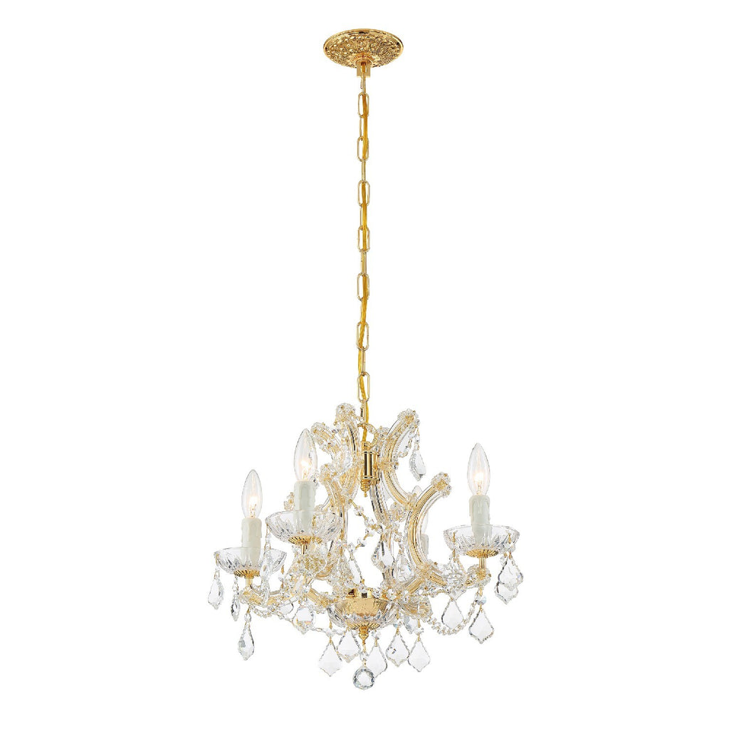 Maria Theresa 4 Light Hand Cut Crystal Gold Mini Chandelier Crystorama