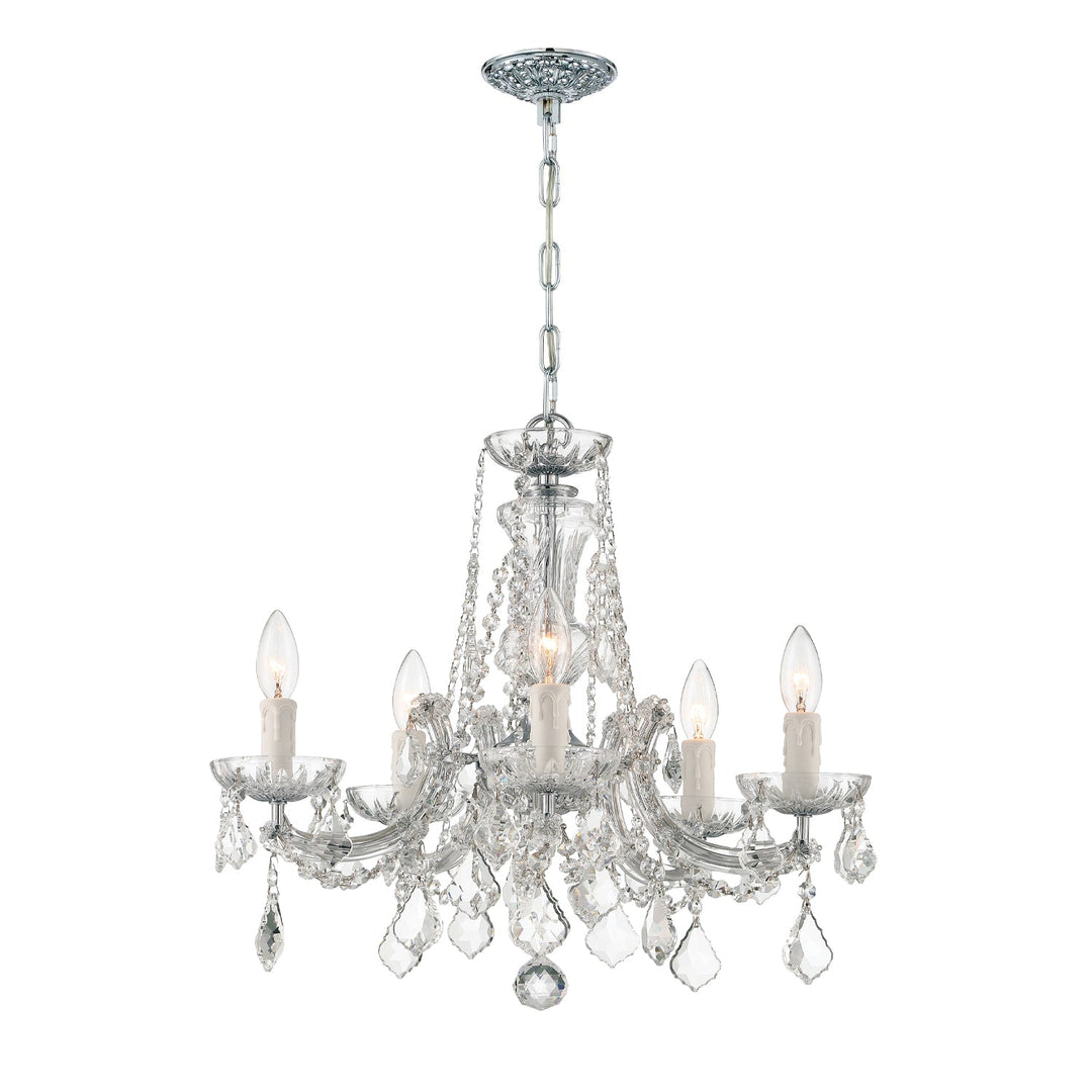 Maria Theresa 5 Light Hand Cut Crystal Polished Chrome Chandelier Crystorama