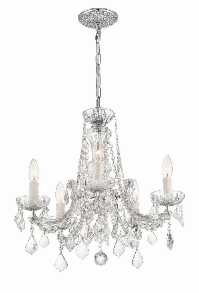 Maria Theresa 5 Light Hand Cut Crystal Polished Chrome Chandelier Crystorama