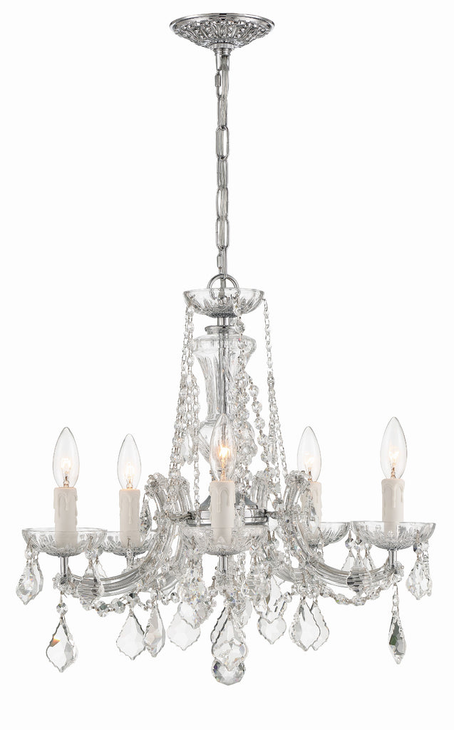 Maria Theresa 5 Light Hand Cut Crystal Polished Chrome Chandelier Crystorama