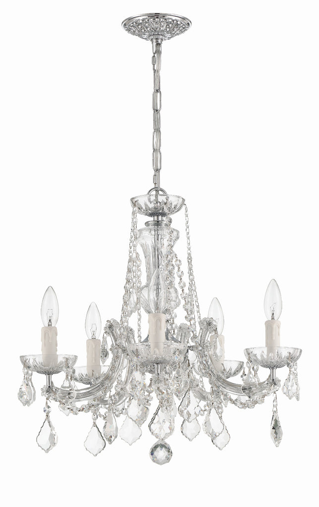 Maria Theresa 5 Light Hand Cut Crystal Polished Chrome Chandelier Crystorama