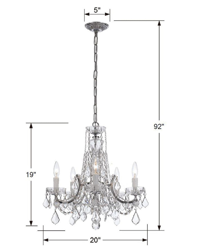 Maria Theresa 5 Light Hand Cut Crystal Polished Chrome Chandelier Crystorama