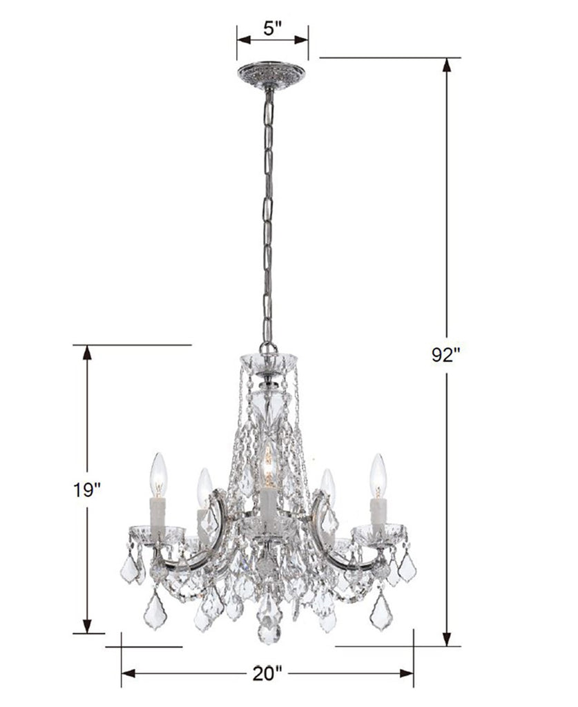 Maria Theresa 5 Light Spectra Crystal Polished Chrome Chandelier Crystorama