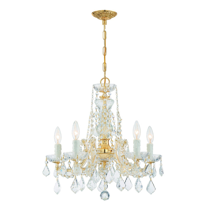 Maria Theresa 5 Light Hand Cut Crystal Gold Chandelier Crystorama