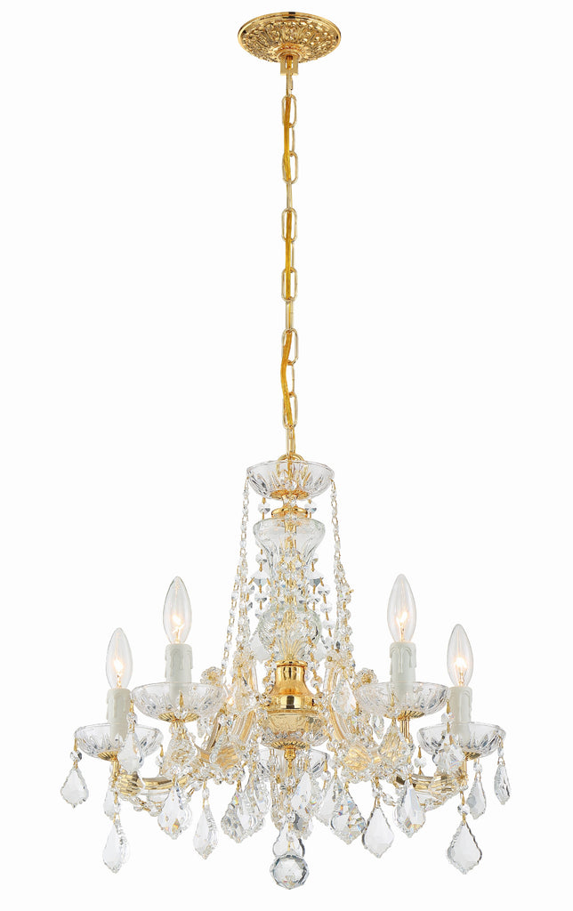 Maria Theresa 5 Light Hand Cut Crystal Gold Chandelier Crystorama