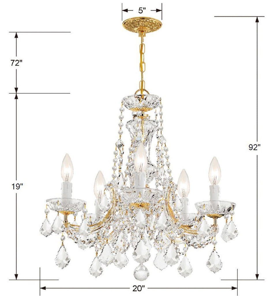 Maria Theresa 5 Light Hand Cut Crystal Gold Chandelier Crystorama