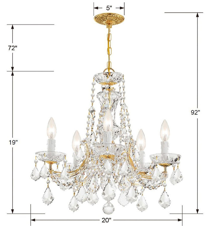 Maria Theresa 5 Light Swarovski Strass Crystal Gold Chandelier Crystorama