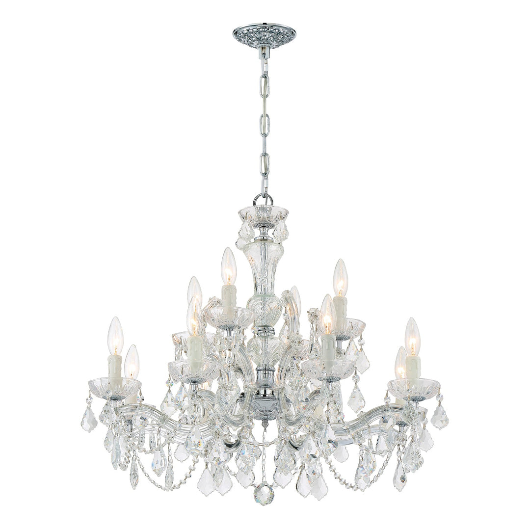 Maria Theresa 12 Light Clear Italian Crystal Polished Chrome Chandelier Crystorama