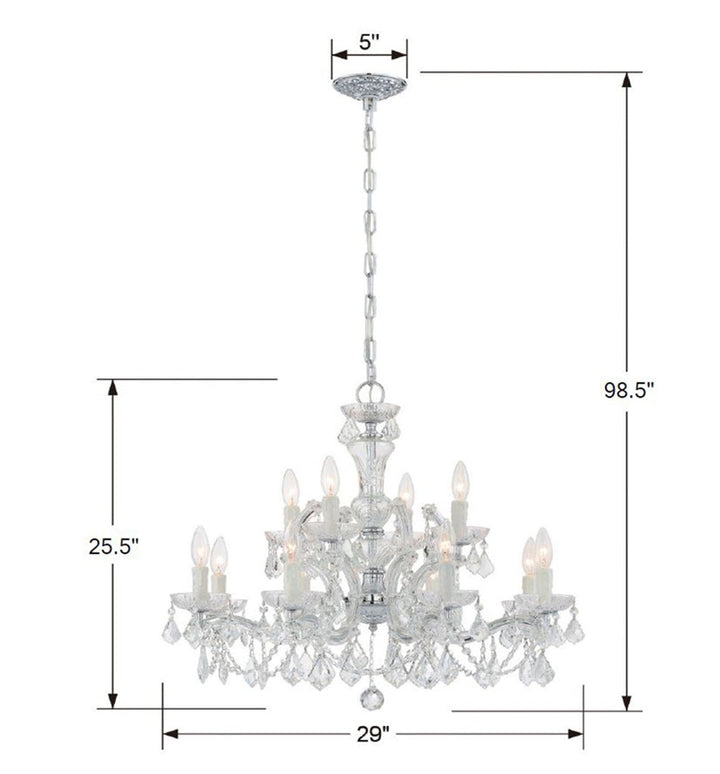 Maria Theresa 12 Light Spectra Crystal Polished Chrome Chandelier Crystorama