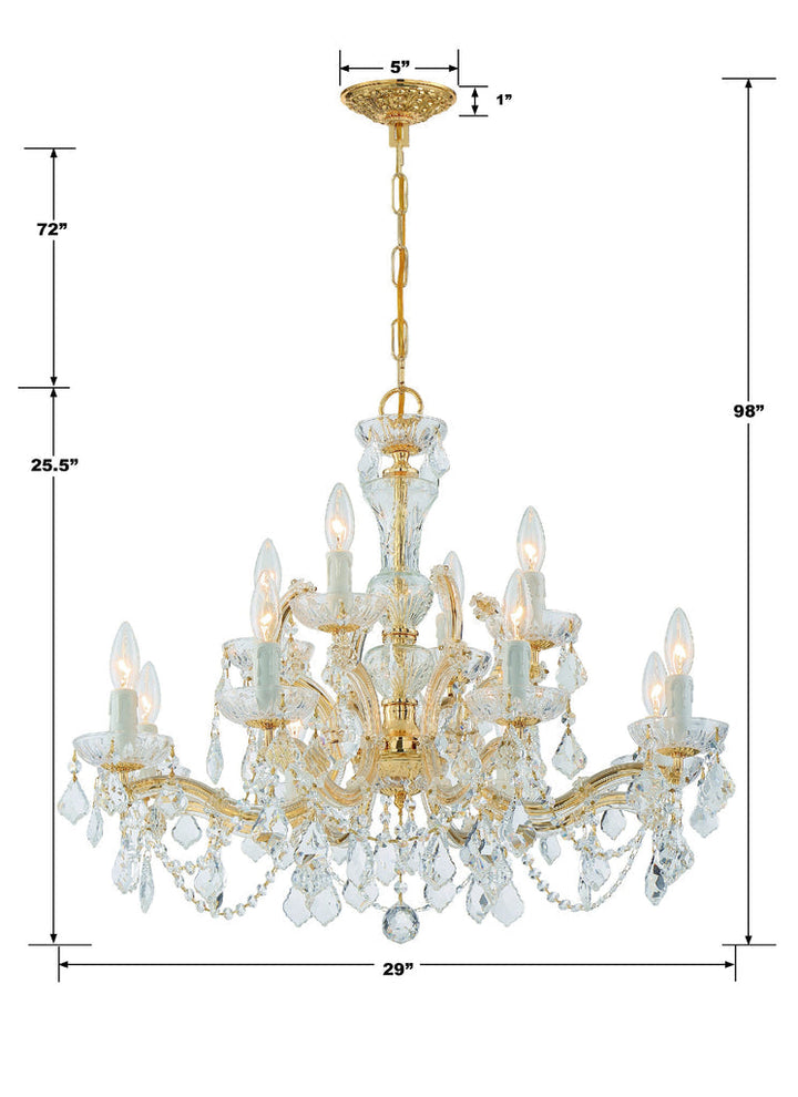 Maria Theresa 12 Light Clear Italian Crystal Gold Chandelier Crystorama