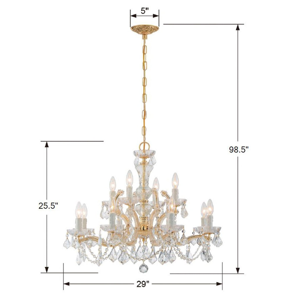 Maria Theresa 12 Light Spectra Crystal Gold Chandelier Crystorama