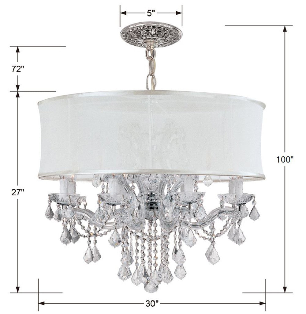 Brentwood 12 Light Smooth Shade Polished Chrome Chandelier Crystorama