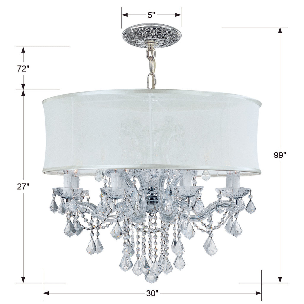 Brentwood 12 Light Swarovski Strass Crystal Smooth Shade Polished Chrome Chandelier Crystorama