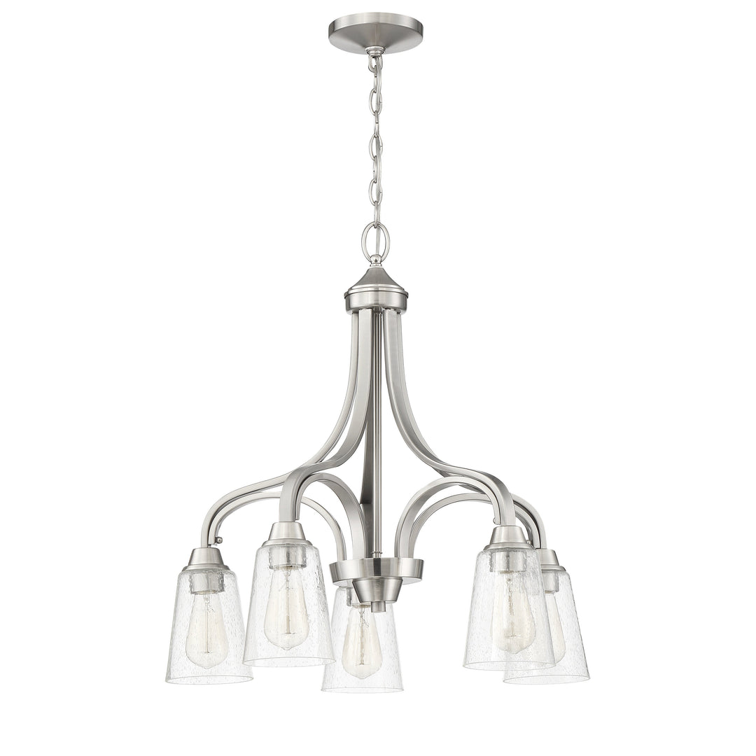 CRAFTMADE Grace 5 Light Down Chandelier in Brushed Polished Nickel (Clear Seeded Glass)