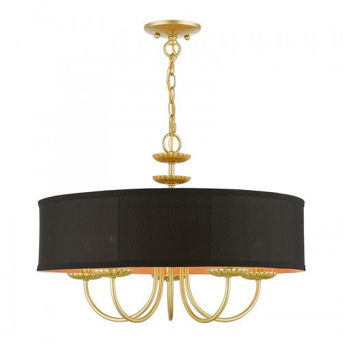 5 Light Soft Gold Pendant Chandelier Livex