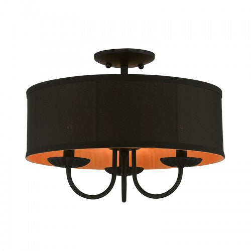 3 Light Black Semi-Flush Mount Livex