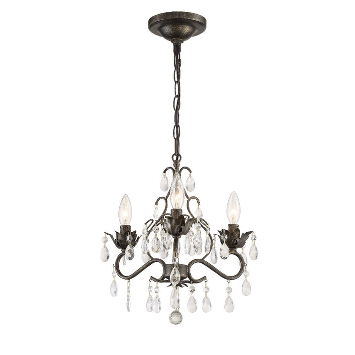 Paris Market 3 Light Hand Cut Crystal English Bronze Mini Chandelier Crystorama