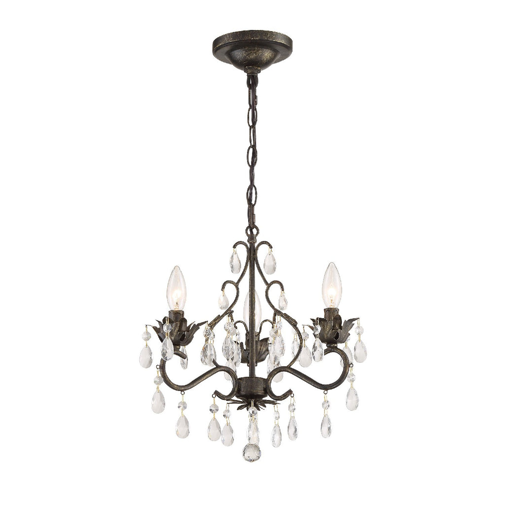 Paris Market 3 Light Hand Cut Crystal English Bronze Mini Chandelier Crystorama