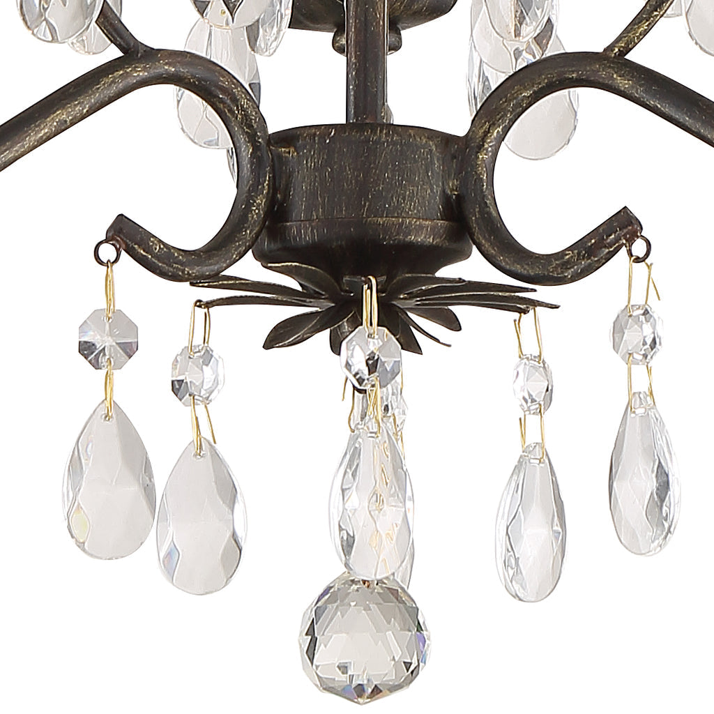 Paris Market 3 Light Hand Cut Crystal English Bronze Mini Chandelier Crystorama