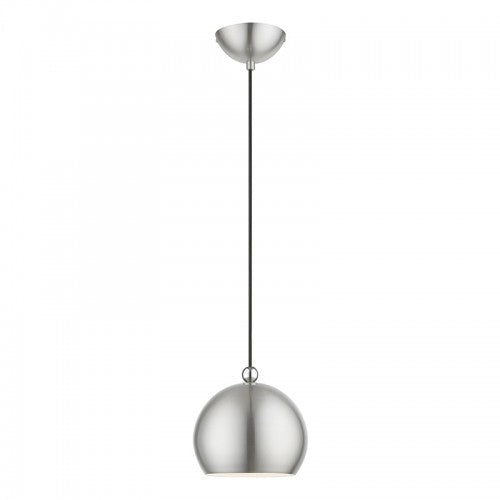 1 Light Brushed Nickel with Polished Chrome Accents Globe Mini Pendant Livex