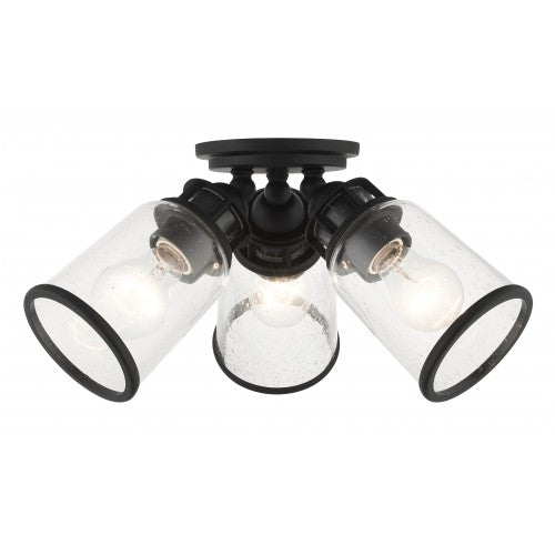 3 Light Black Flush Mount Livex