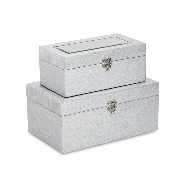 CHEUNGS Fidela Set of 2 Silver Vinyl Boxes