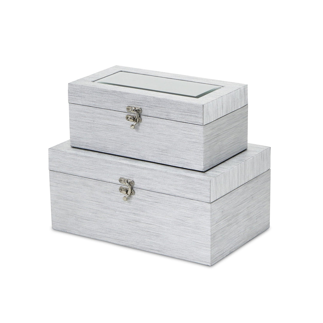 CHEUNGS Fidela Set of 2 Silver Vinyl Boxes